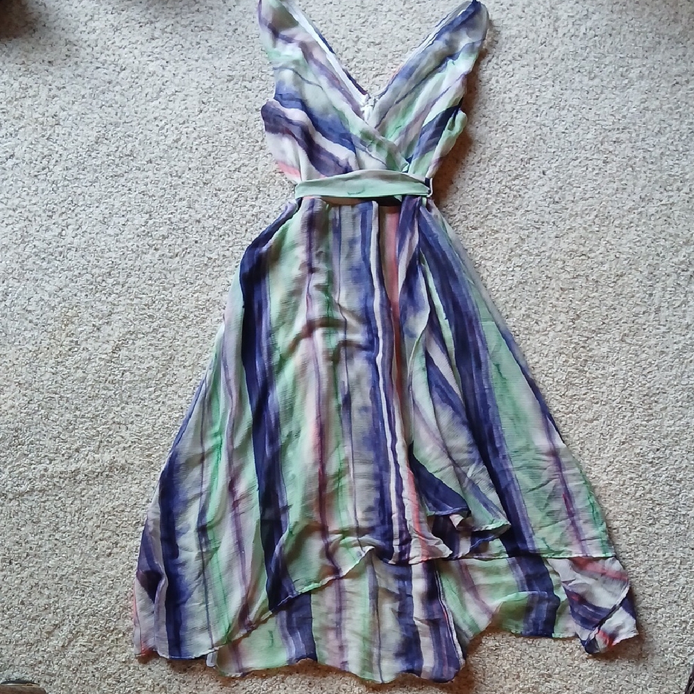 DKNY Pastel Striped High Low Dress